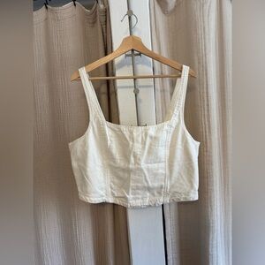 NWT Pilcro Anthropologie Linen Blend Crop Top- XL